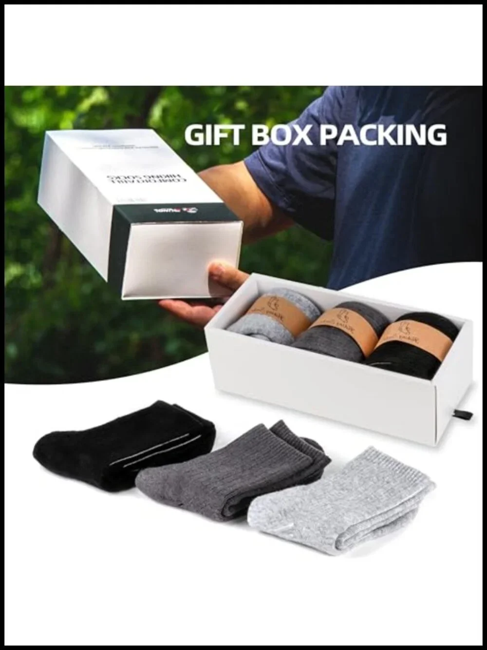 Merino Wool Hiking Socks 3-Pack Moisture Wicking Crew Athletic Socks